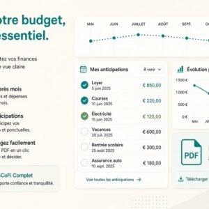 MonCoFi Complet — abonnement budget foyer, anticipations et calendrier 12 mois